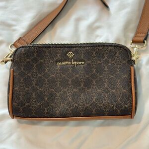 Nanette Lepore Brown Crossbody Bag with Gold-Tone Accents